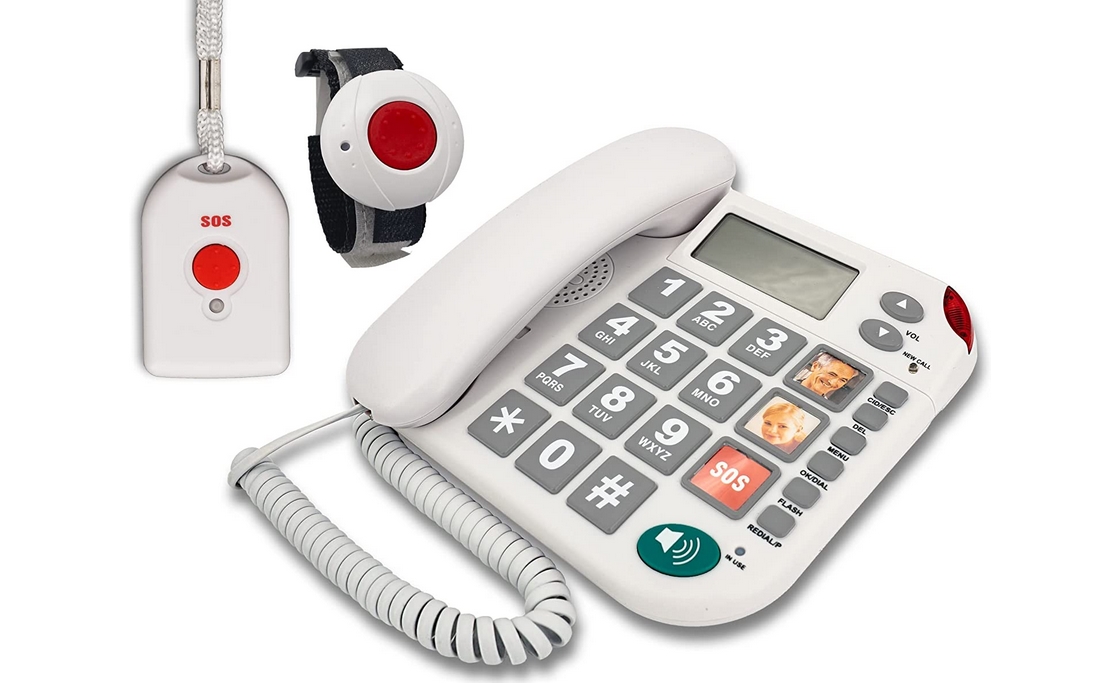 Seniorentelefon mit Freisprechfunktion und bis zu 5 ausgewählten SOS-Kontakten