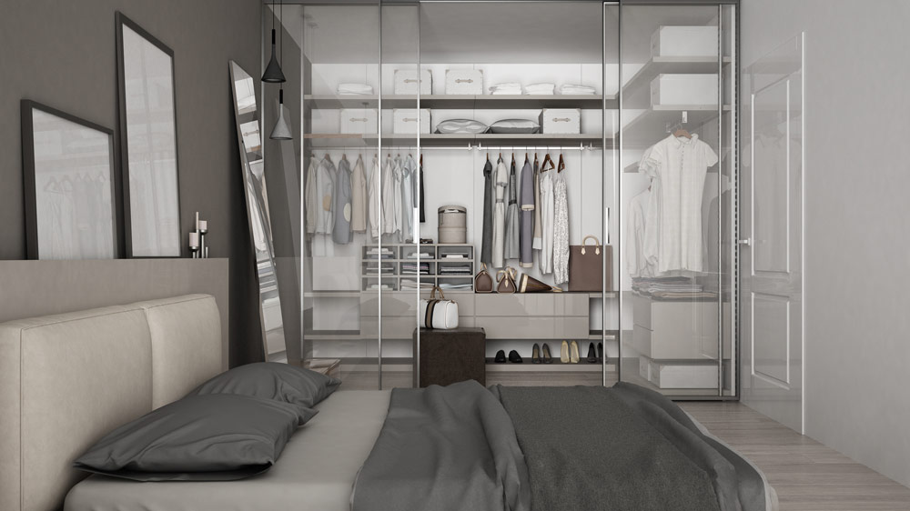 moderner, begehbarer Kleiderschrank barrierefreier Kleiderschrank