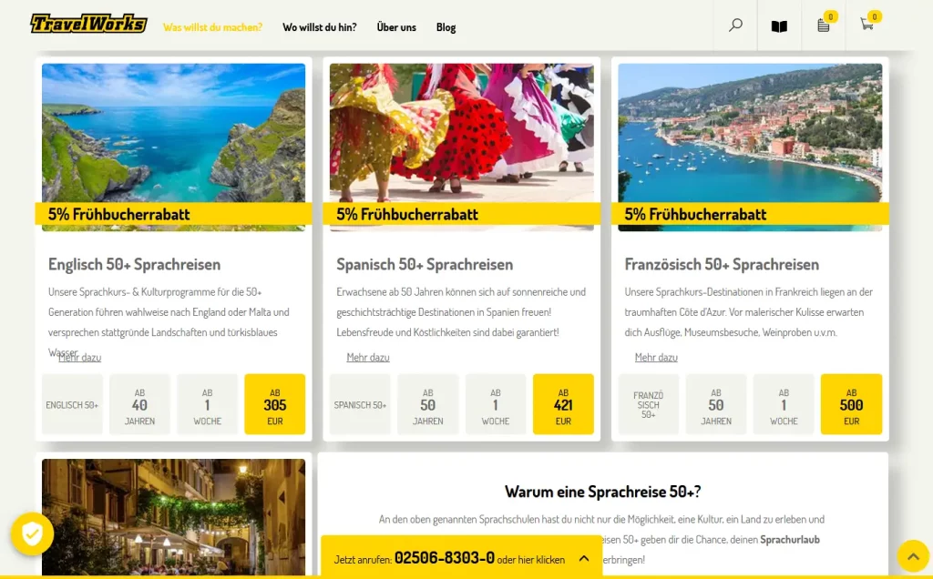 TravelWorks Sprachreisen 50plus