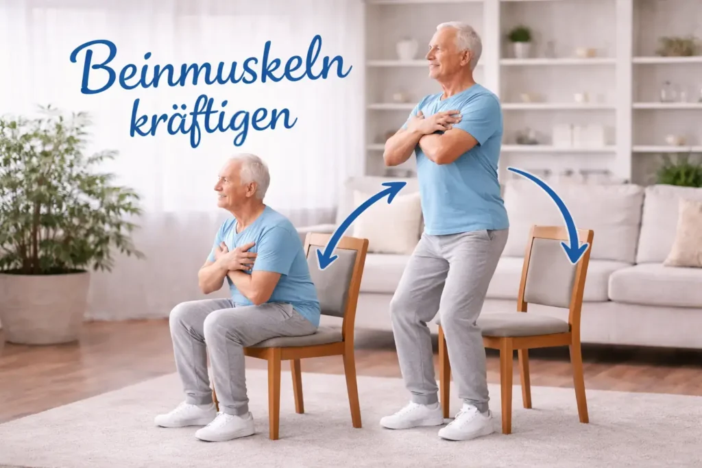 Senior macht Übung für die Beinmuskeln Beweglich bis ins hohe Alter – Meine Tipps & Übungen für zuhause