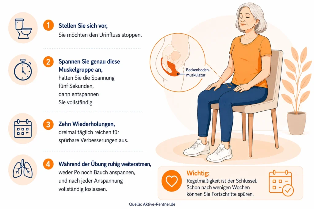 Beckenbodentraining: Übung nach Kegel
