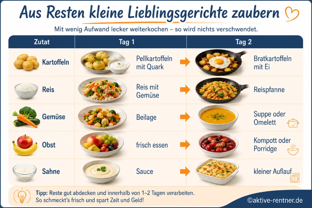 Infografik: Reste vom Kochen verwerten